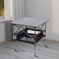 Portable Square Folding Table with Carrying Bag, Roll-up Top, Aluminum Frame, Black Y87291