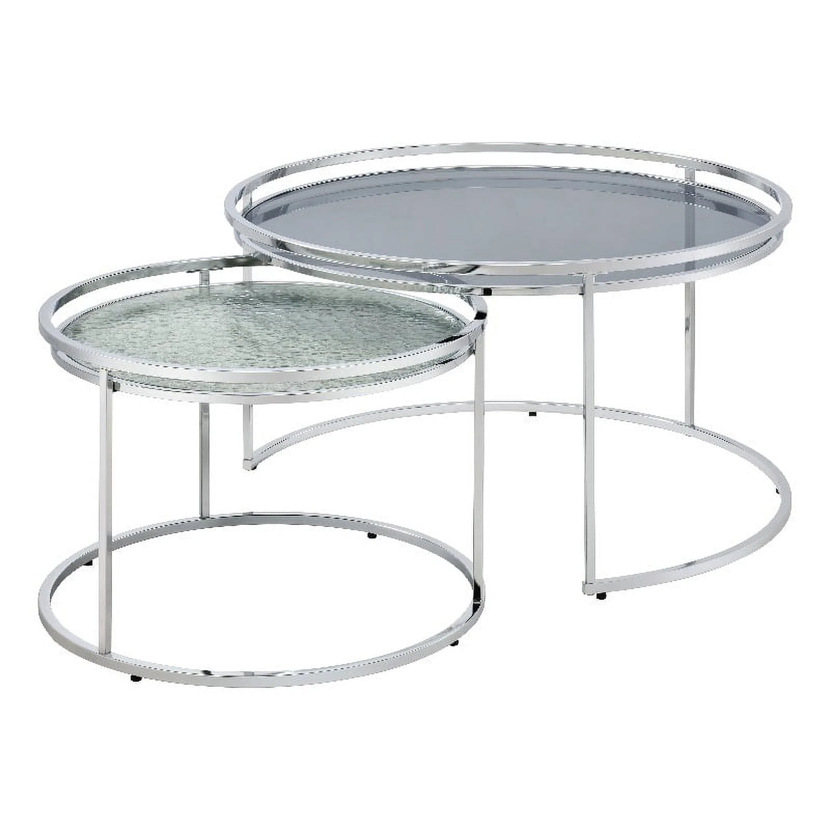 Gray Metal Glass Top 2-Piece Nesting Tables Set H5150
