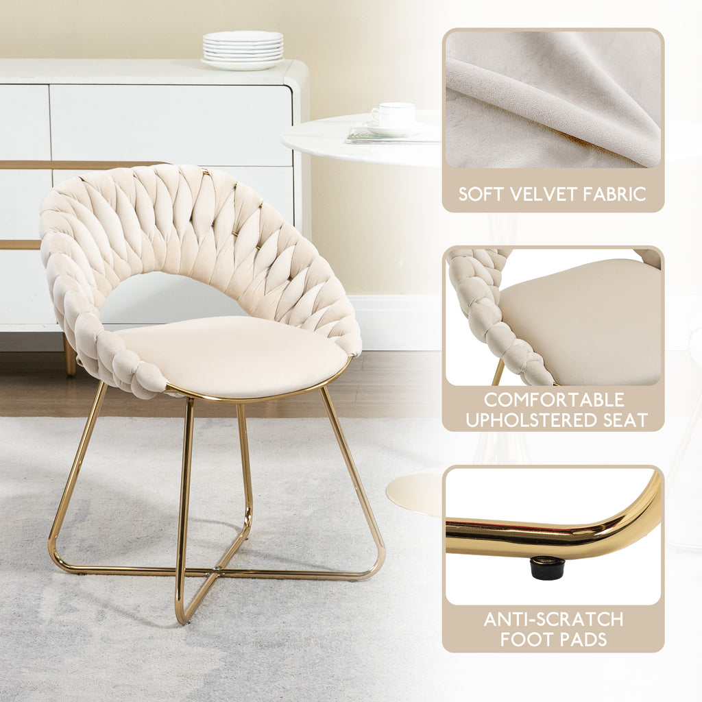 Velvet Accent Chairs Set of 2 with Gold Legs E178
