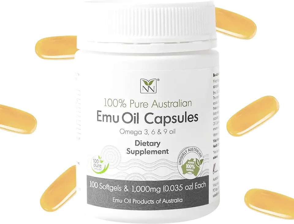 1000mg Emu Oil Capsules with CLA, Omegas 3, 6 & 9, Vitamin K2, A & E N15143