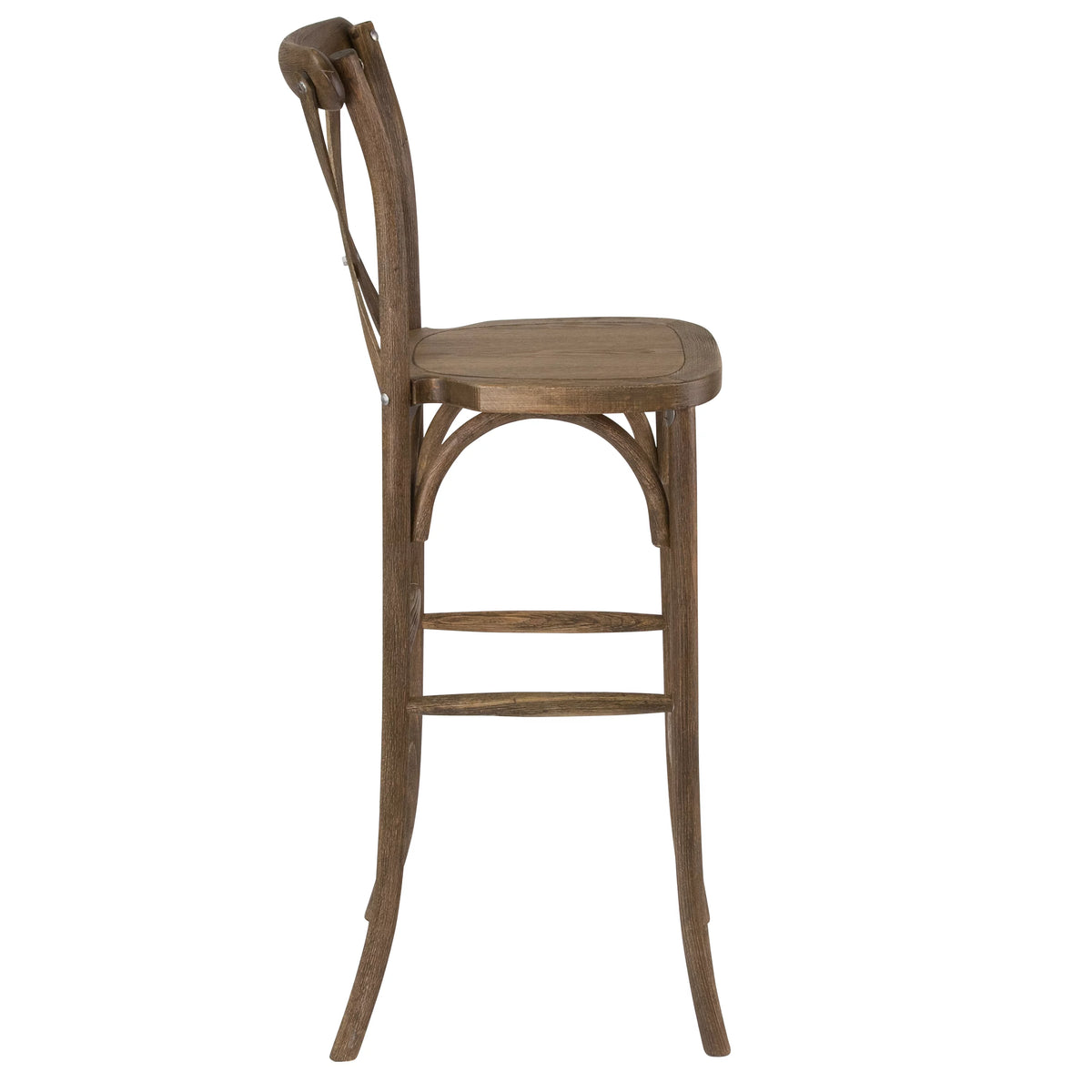 Dark Antique Wood Cross Back Barstool L208763