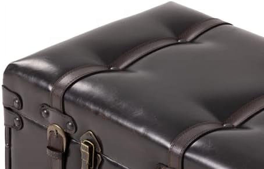 Vintage Faux Leather Ottoman Bed Bench Chest J519
