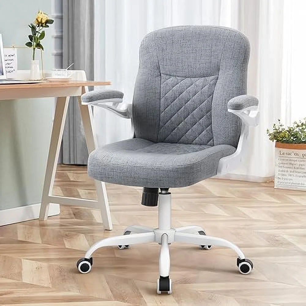 Grey Linen Office Chair with Wheels F899