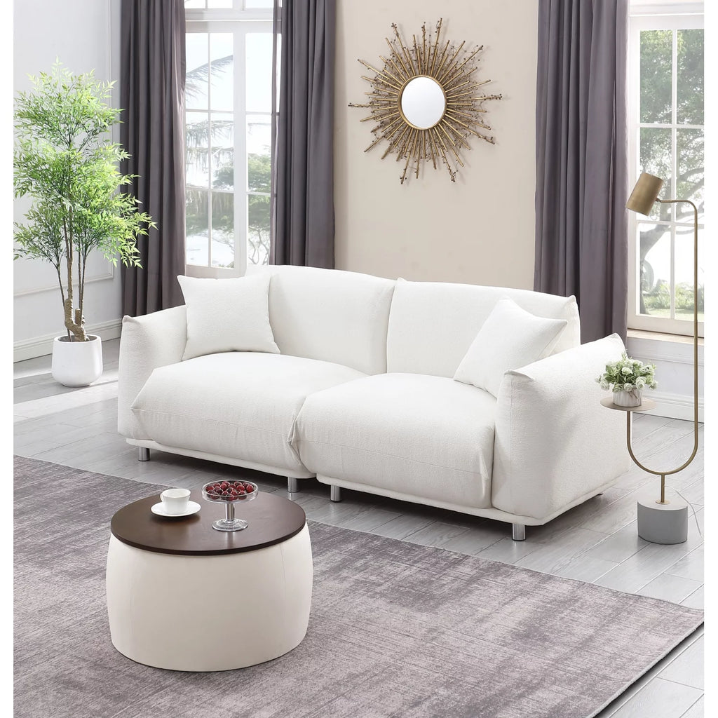 Modern Round Coffee Table and Ottoman Set with Storage O4847