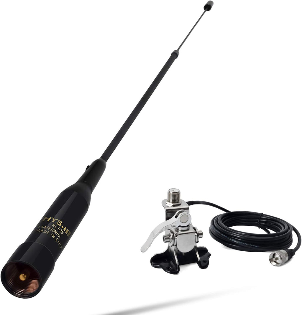 20inch Soft Telescopic Mobile Radio Antenna 137-174/400-480MHz with Clip and 5m Cable D90677