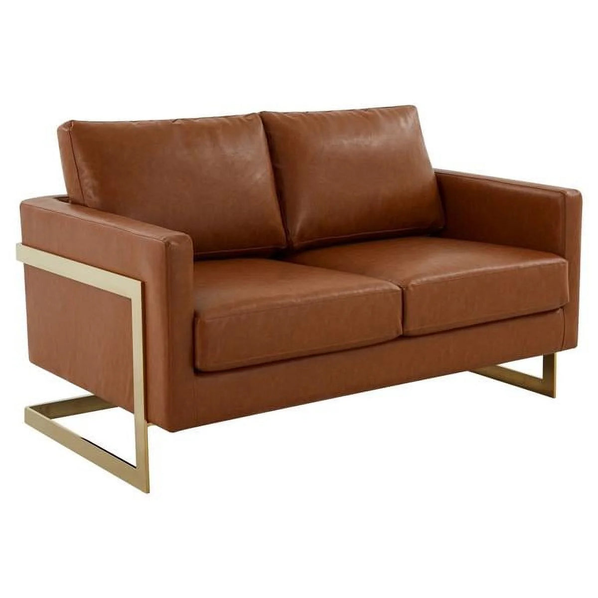 Cognac Tan Leather Loveseat N528076