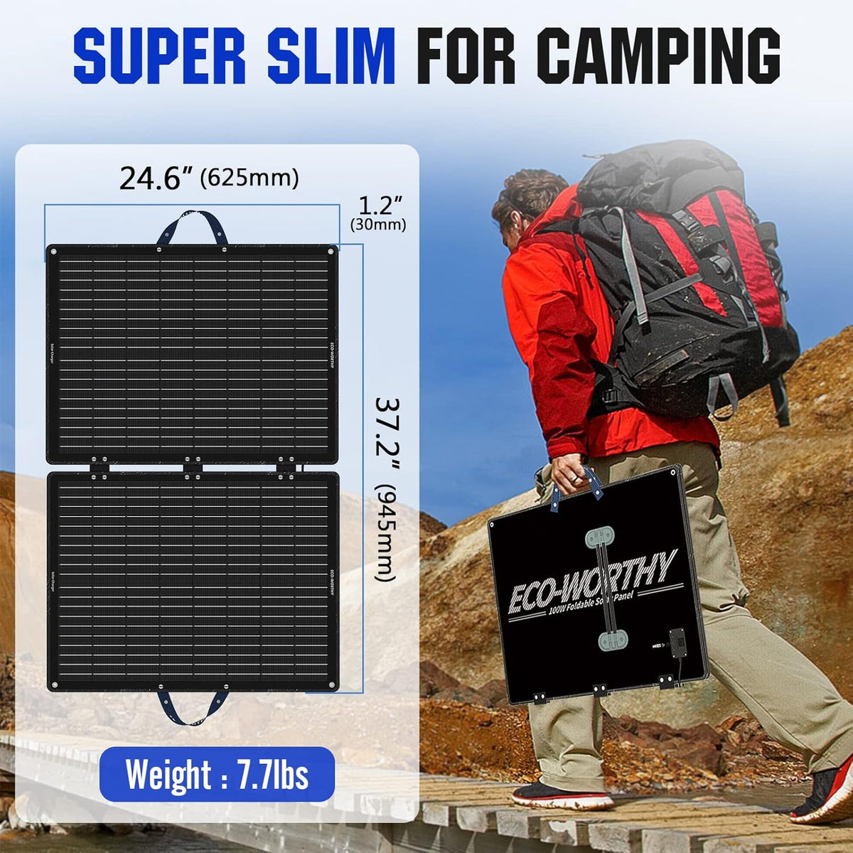 100W Portable Foldable Solar Panel Kit with Adjustable Kickstand H74920