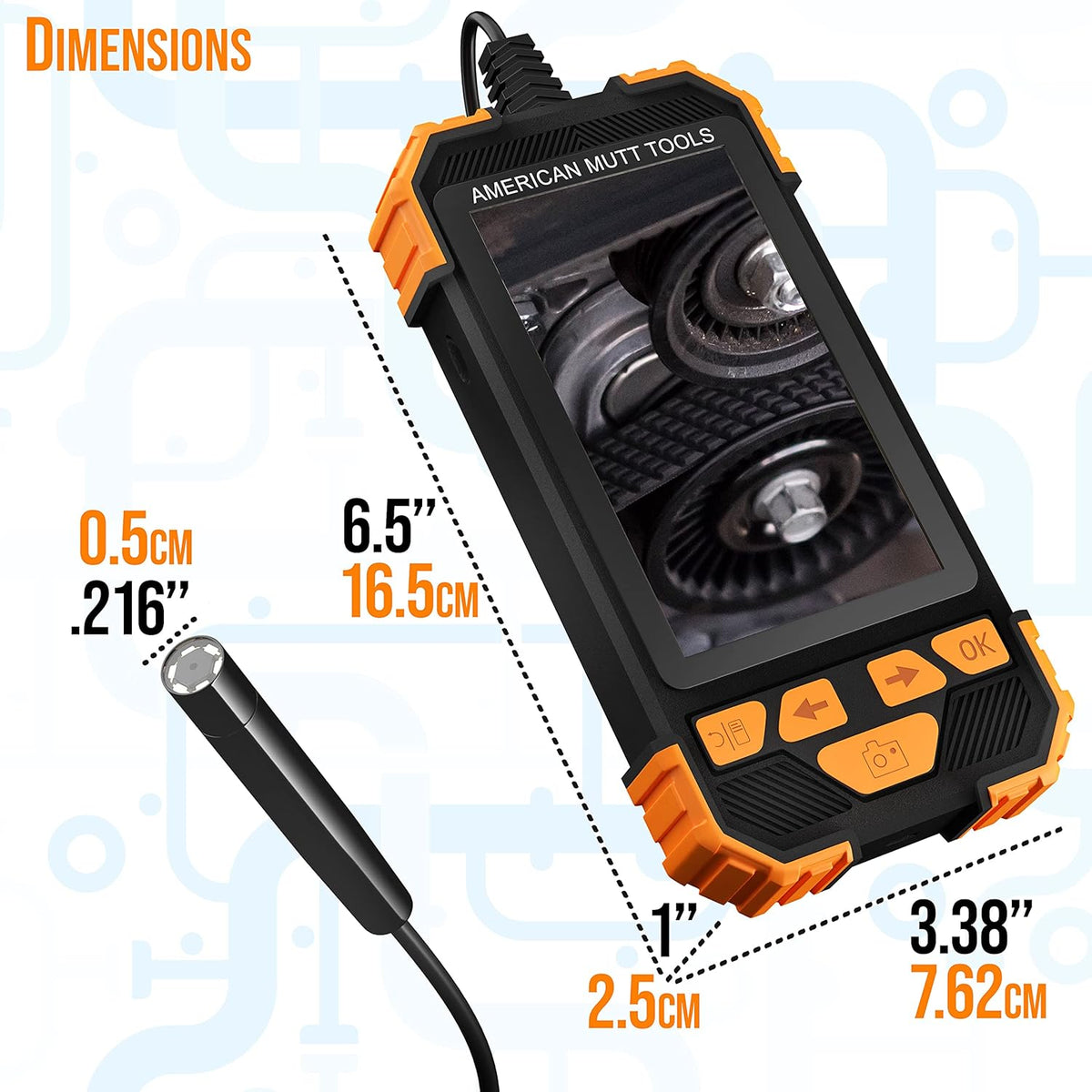 Waterproof Industrial Endoscope Camera with 6.5 ft Cable N69896