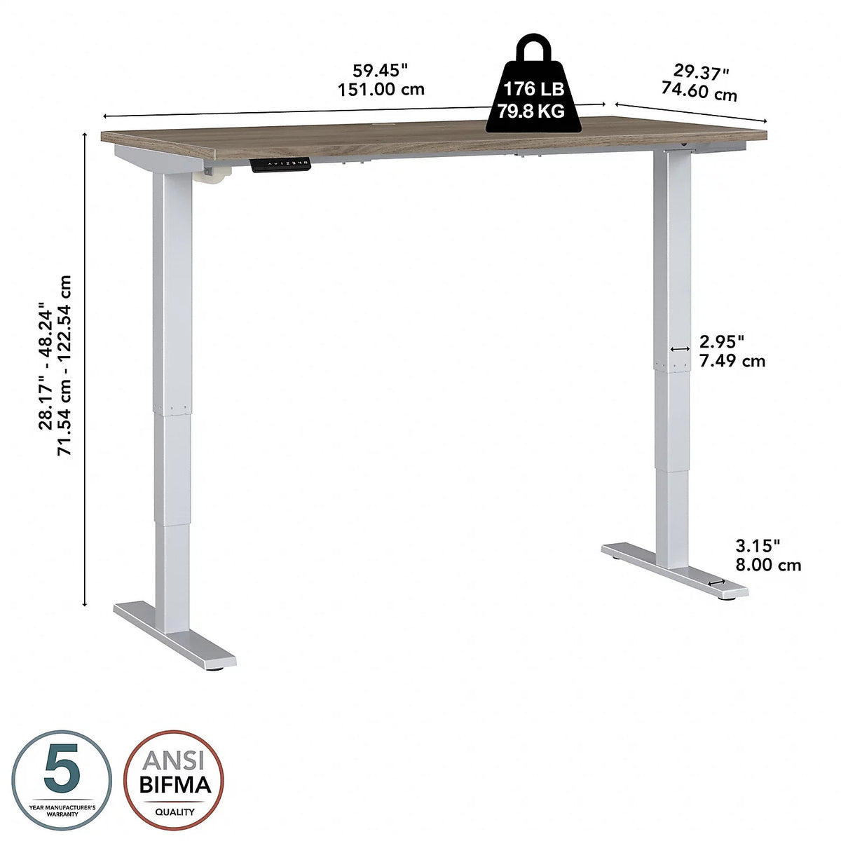 Adjustable Desk in Modern Hickory P304946