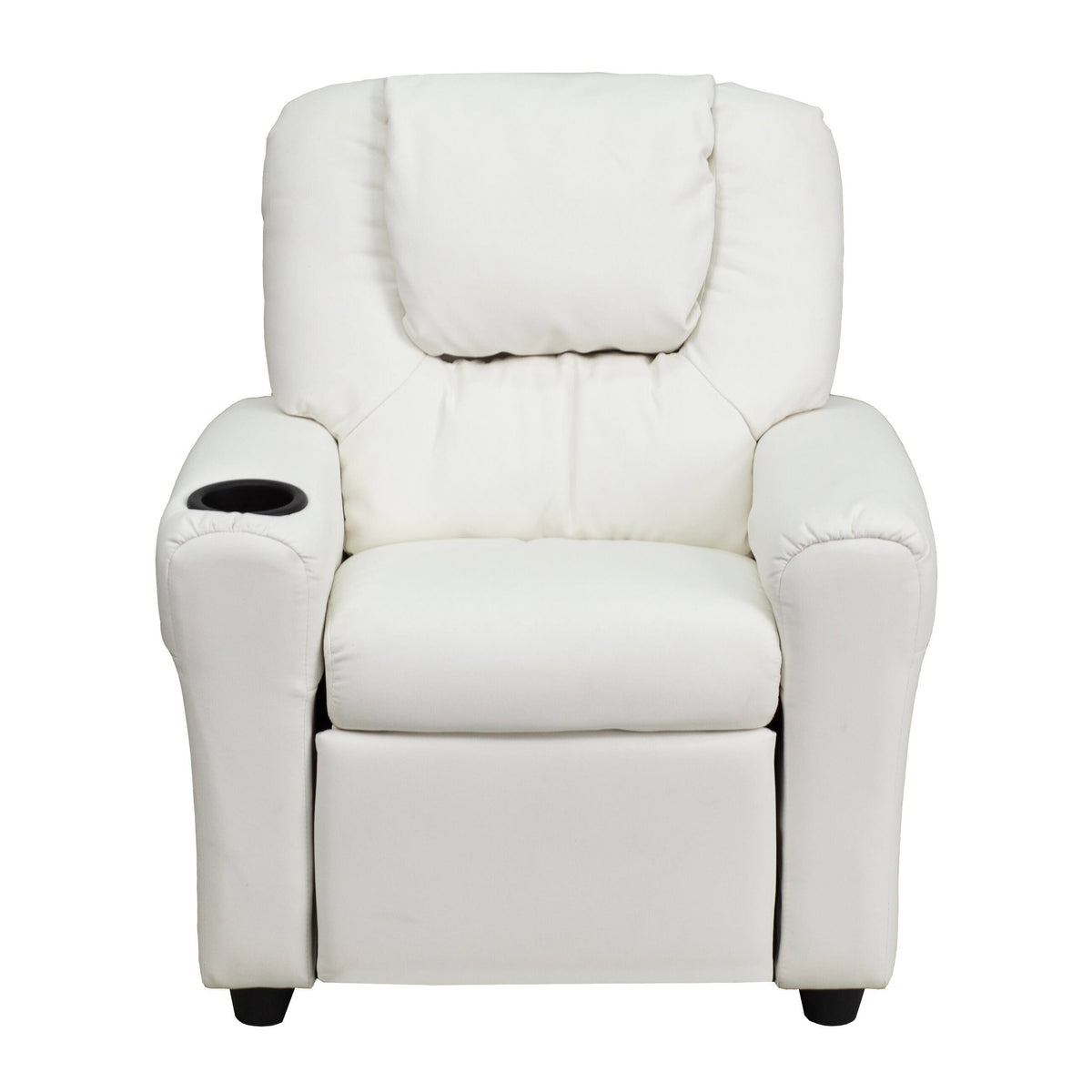 White Vinyl Kids Recliner with Cup Holder P414