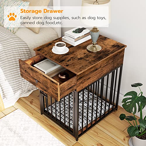 Wooden Dog Crate Furniture with Drawer A91066