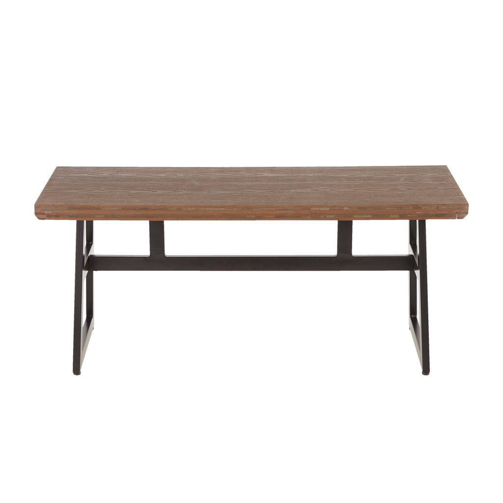 Black/Brown Metal and Wood Industrial Bench C843212