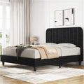 Black Queen Upholstered Platform Bed with Headboard D99854