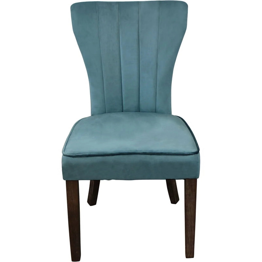 Dining Table Set with Solid Wood Round Table and 6 Chairs in Teal N165