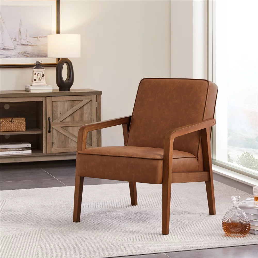 Light Brown Faux Leather Armchair W75930