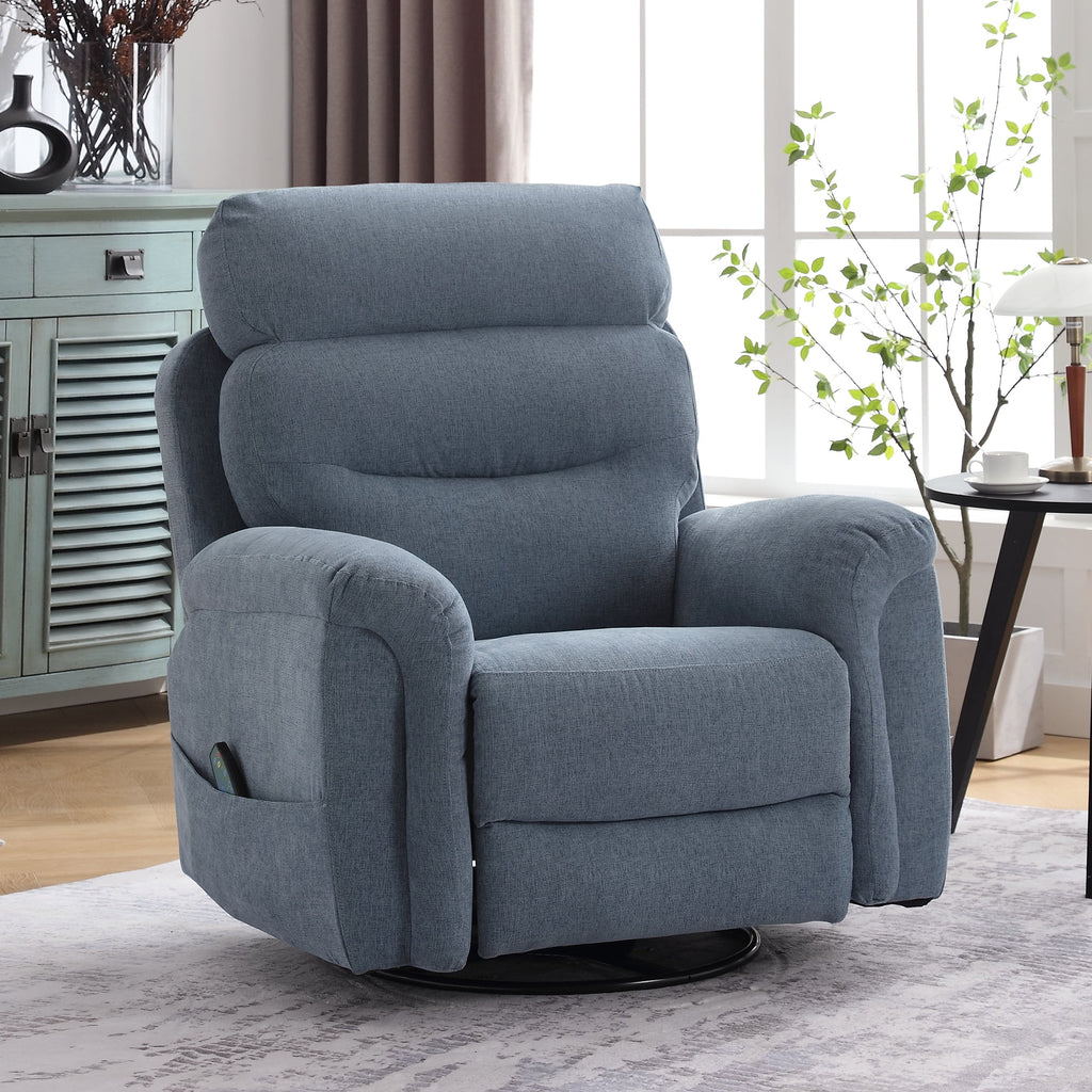 Upholstered Swivel Rocker Recliner Chair with Massage P29167