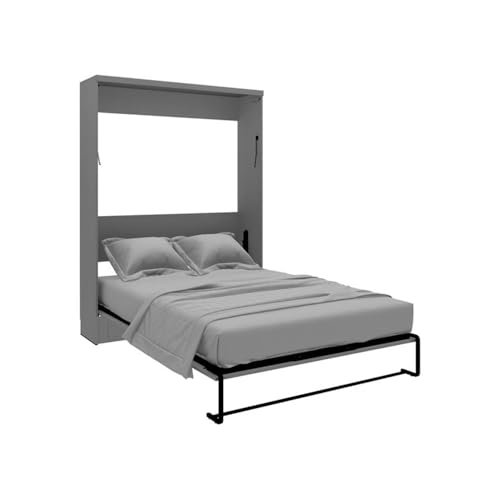 Queen Size Gray Solid Wood Murphy Wall Bed U8139