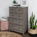 5-Drawer Chest with Groove Side Detail Slate Grey R795