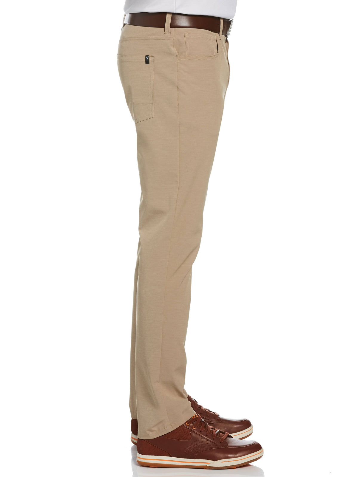 Khaki Heather Beige Cotton Polyester Elastane 5-Pocket Pant Q4378