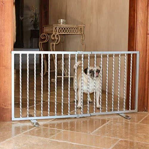 White Wrought Iron Freestanding Pet Gate A536248