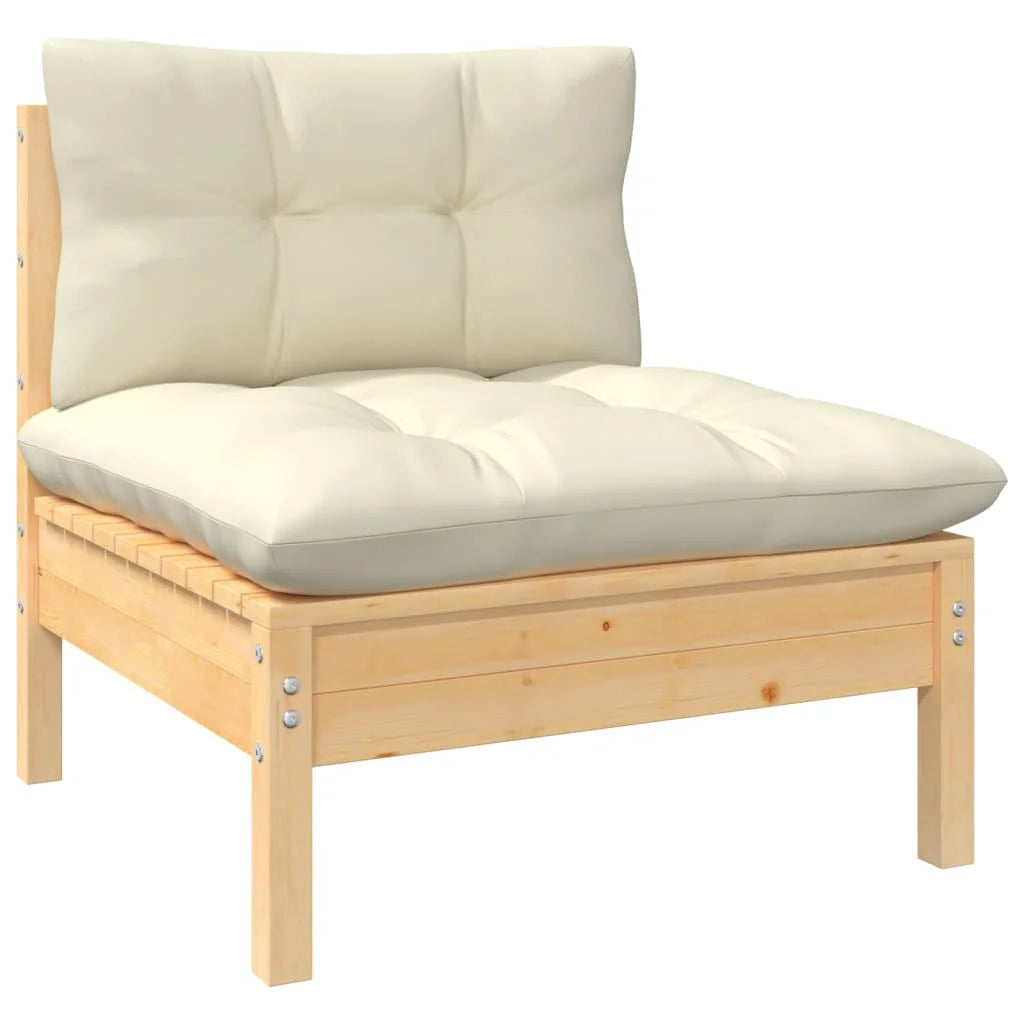 Solid Pinewood Patio Sofa with Cushions Q984834