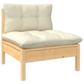 Solid Pinewood Patio Sofa with Cushions Q984834