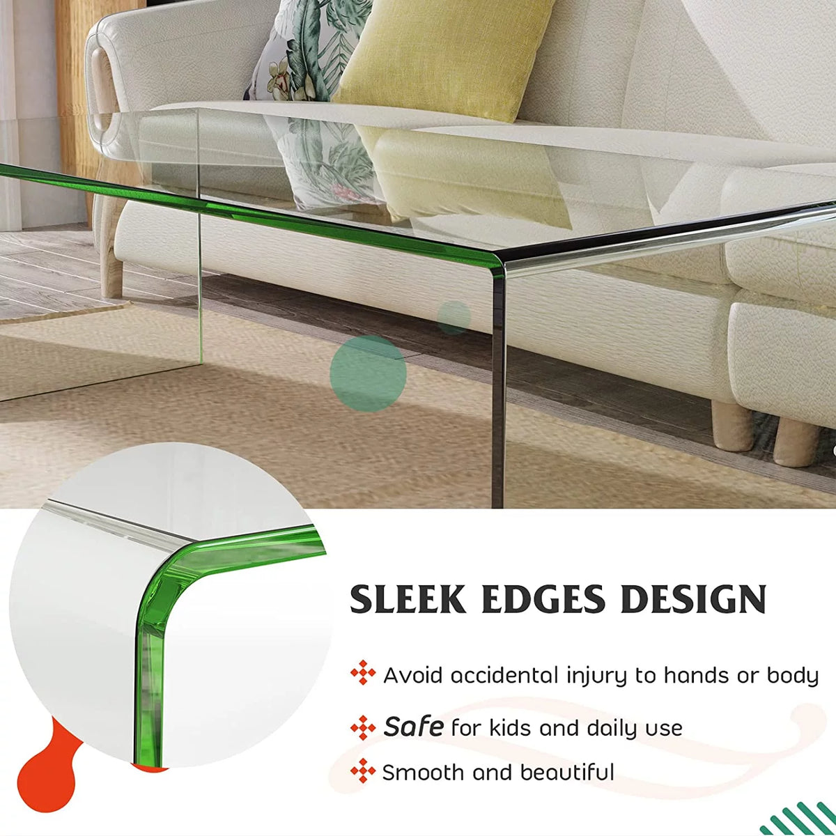 Glass Coffee Table with Smooth Round Edges N50178