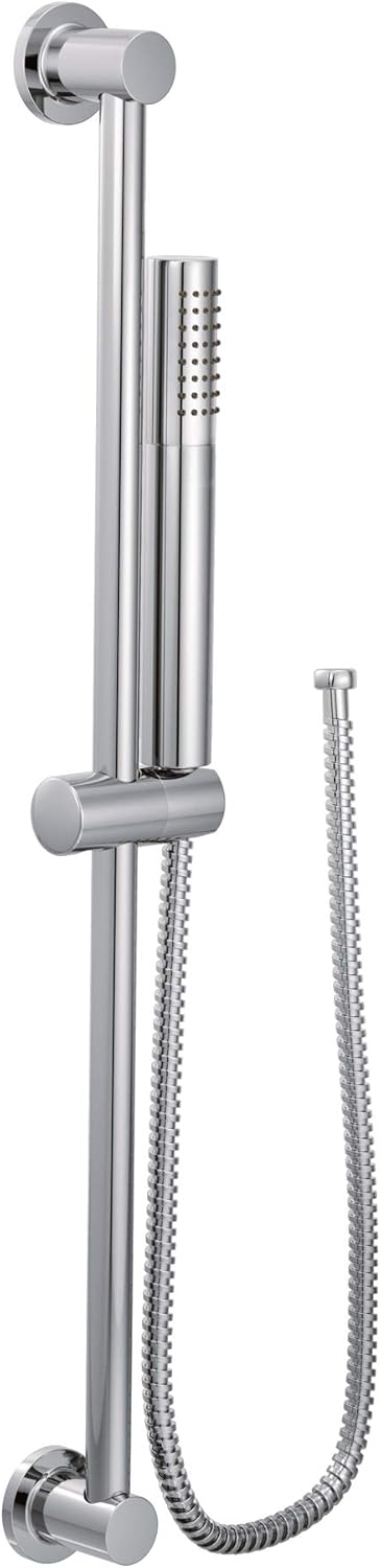Brushed Nickel Handheld Shower with 30-Inch Slide Bar and 69-Inch Metal Hose W92414