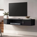 Black Walnut Floating TV Stand with Doors W2058