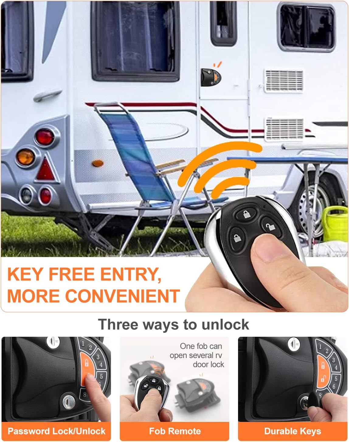 RV Keyless Entry Door Lock with Deadbolt and Backlit Keypad V320