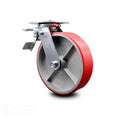 8 inch Red Poly on Cast Iron Caster with Total Lock Brake K7917
