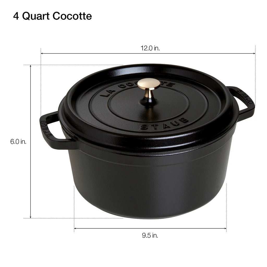 Matte Black Cast Iron 4-Qt Round Cocotte S76832