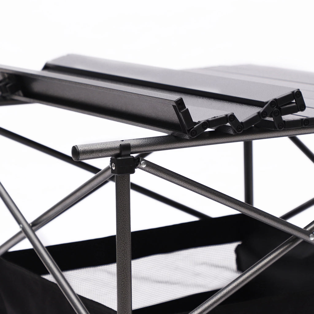 Portable Square Folding Table with Carrying Bag, Roll-up Top, Aluminum Frame, Black Y87291