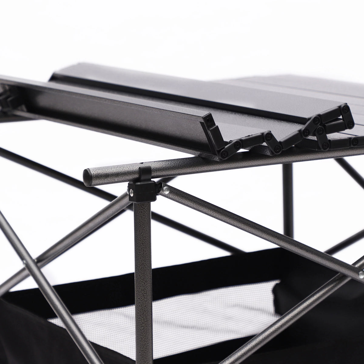 Portable Square Folding Table with Carrying Bag, Roll-up Top, Aluminum Frame, Black Y87291