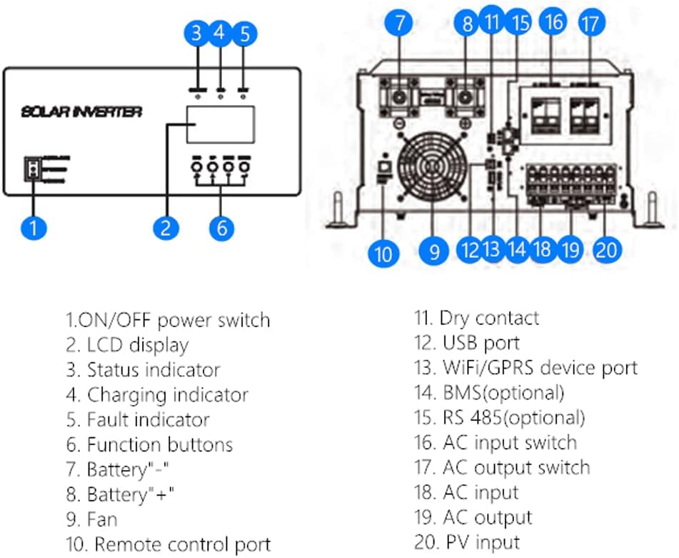 Split Phase Solar Inverter 48V 6kW 120/240V Pure Sine Wave Inverter I27756
