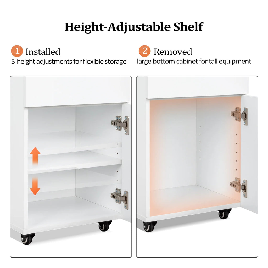 Salon Trolley with Wheels, 2 Drawers & 1 Storage Cabinet E12177