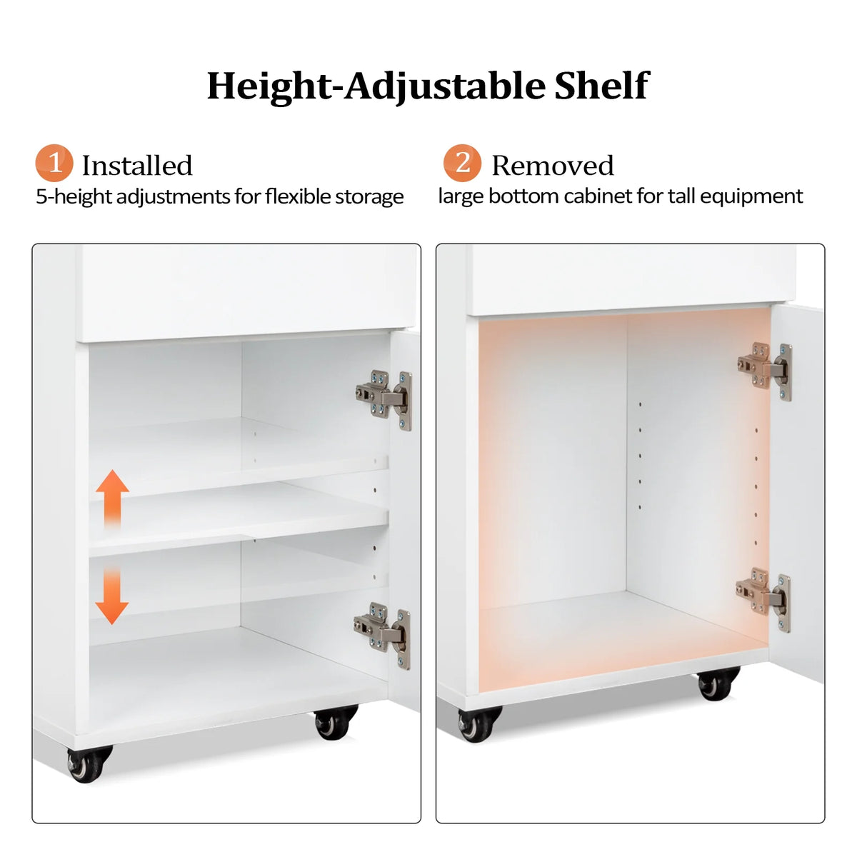 Salon Trolley with Wheels, 2 Drawers & 1 Storage Cabinet E12177