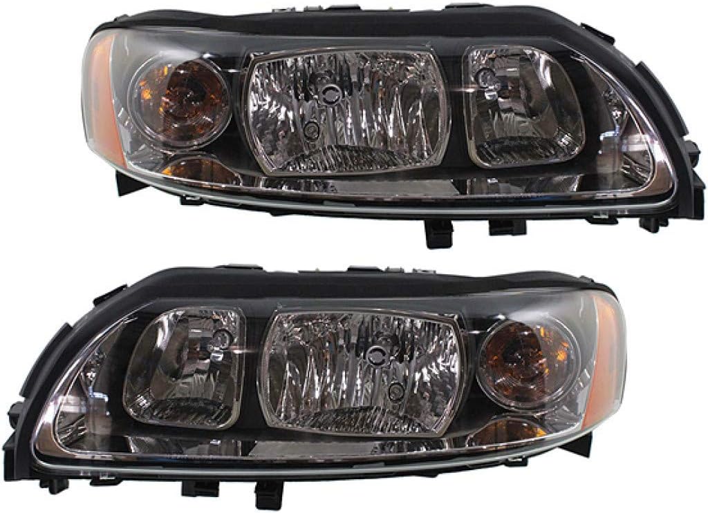 Headlight Pair for Volvo S60 2005-2009 with Bulbs Black Housing N46939
