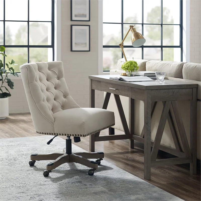 Wood Upholstered Office Chair in Natural Beige J843968