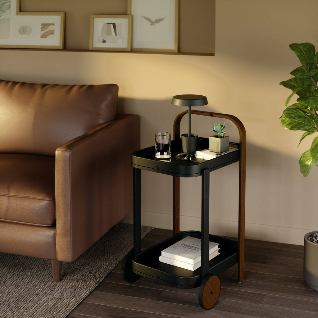 White-Natural Bar & Serving Cart J33968