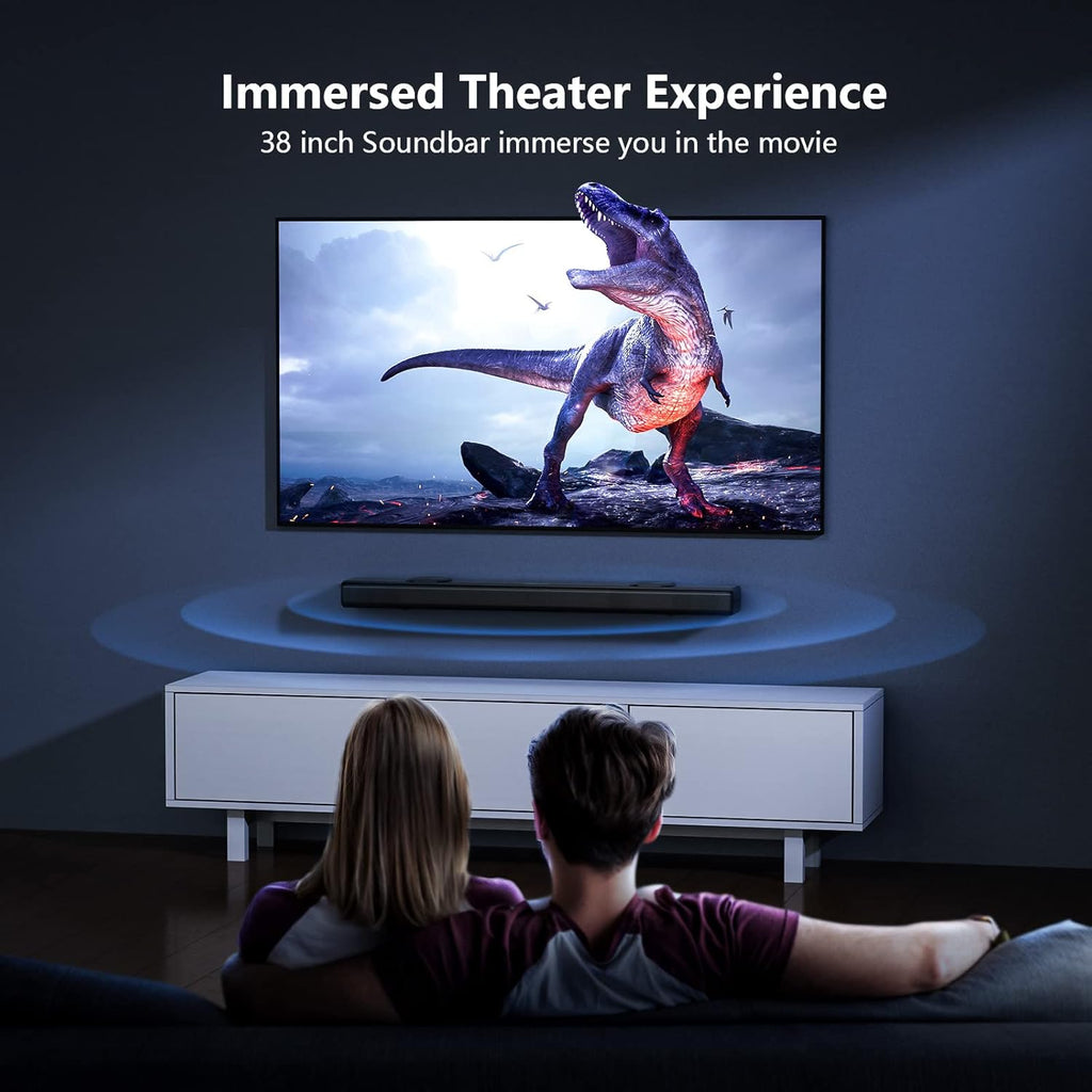 38 Inch Sound Bar with Dual Built-in Subwoofer, 90W, Bluetooth 5.0, Black J589264