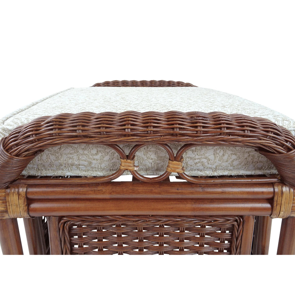 Dark Walnut Natural Rattan Wicker Armchair with Ottoman and Cushion H3501