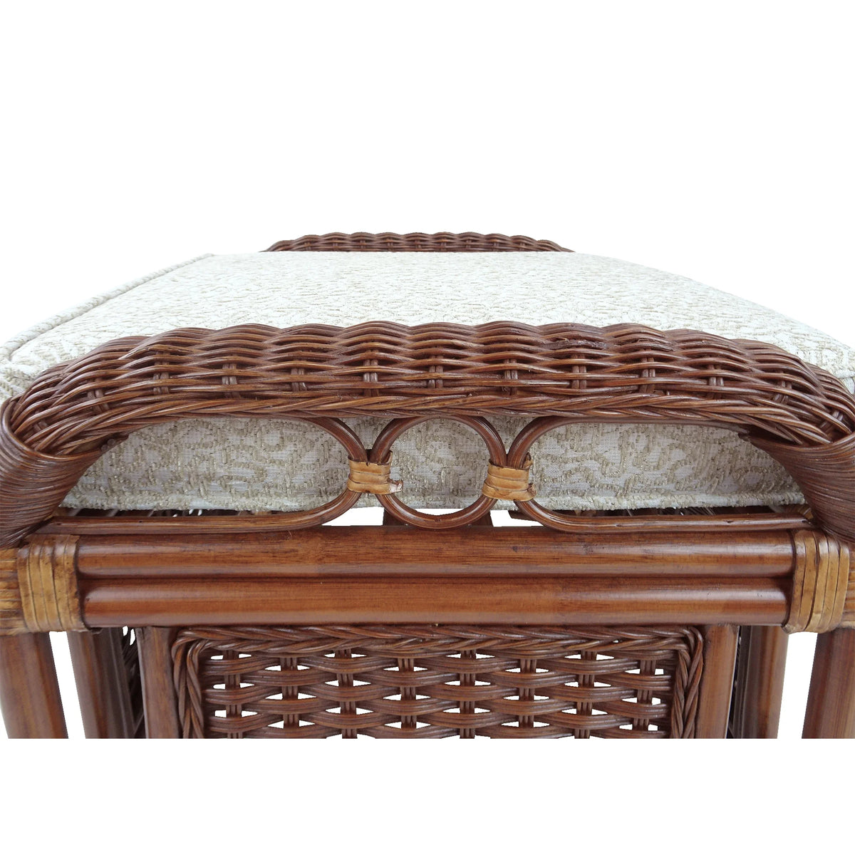 Dark Walnut Natural Rattan Wicker Armchair with Ottoman and Cushion H3501