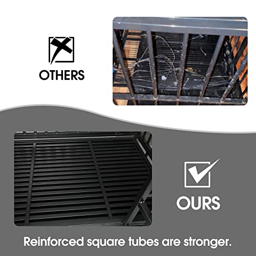 Heavy Duty Dog Kennel Crate Cage with Strong Metal Frame, Double Doors and Lockable Wheels, Square, 48 inch J6185