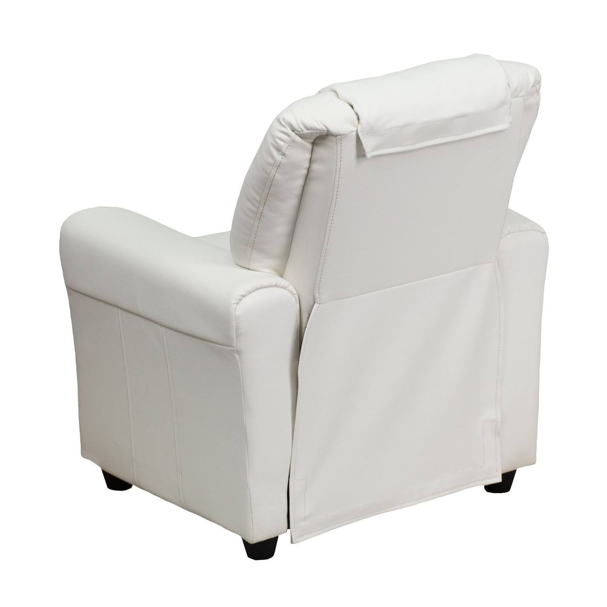 White Vinyl Kids Recliner with Cup Holder P414