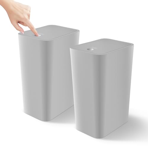 White 4.0 Gallon Plastic Bathroom Trash Can with Lid E1123