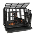 Heavy Duty Dog Kennel Crate Cage with Strong Metal Frame, Double Doors and Lockable Wheels, Square, 48 inch J6185