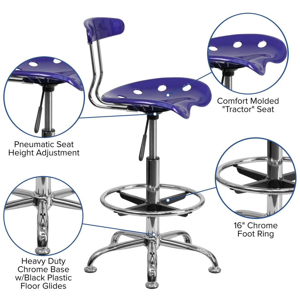 Nautical Blue Adjustable Drafting Stool S9497