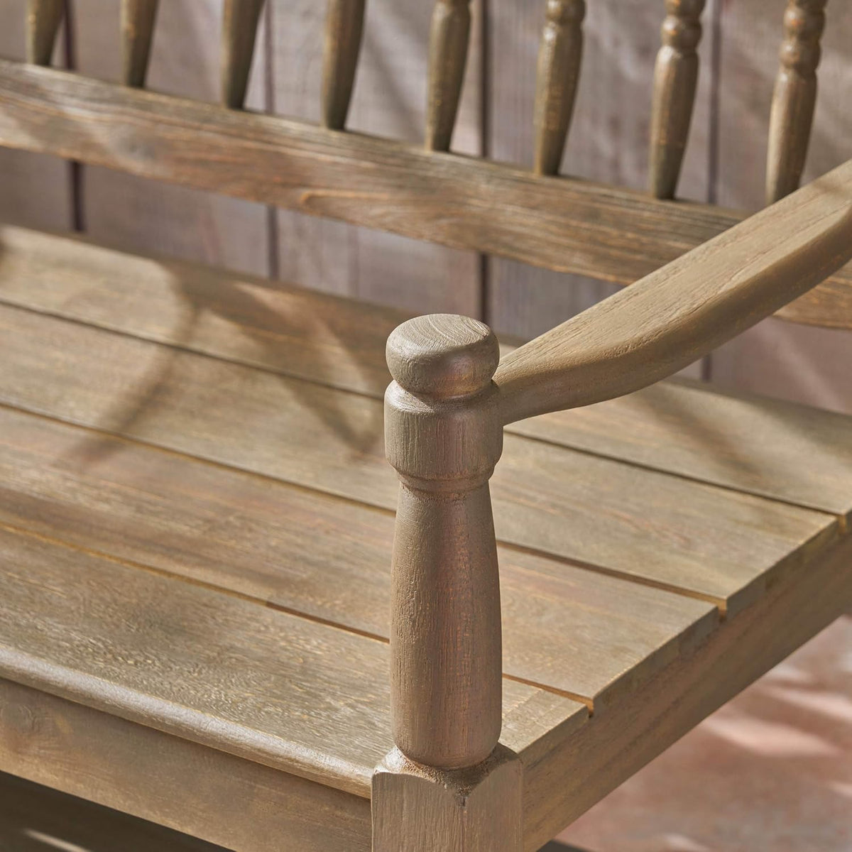 Acacia Wood Outdoor Bench with Shelf O195386