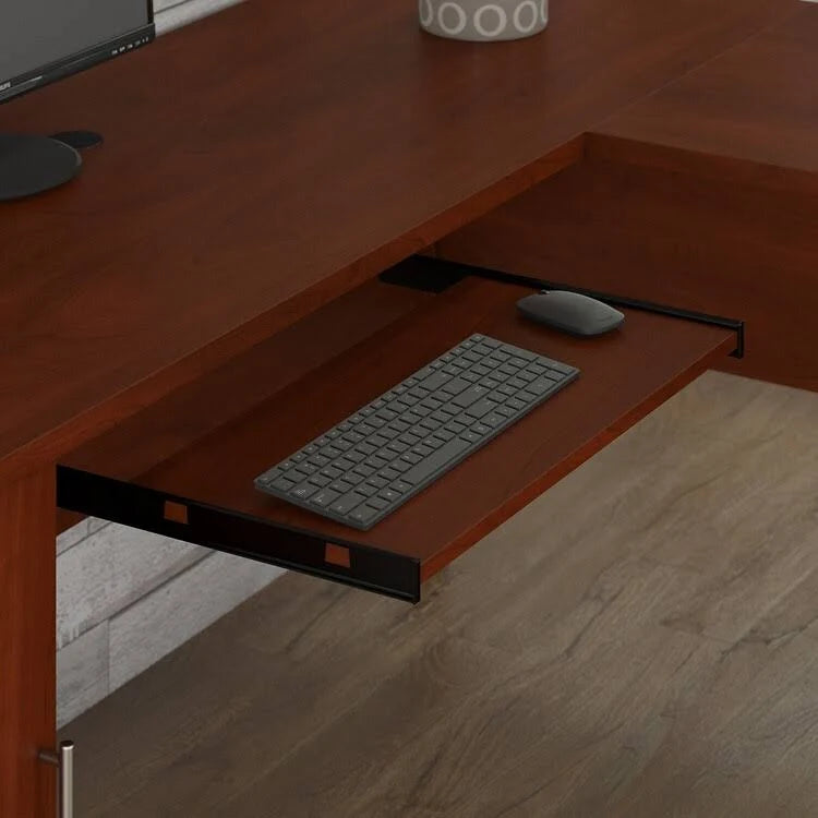 L-Shaped Desk with Hutch and 5-Shelf Bookcase R665